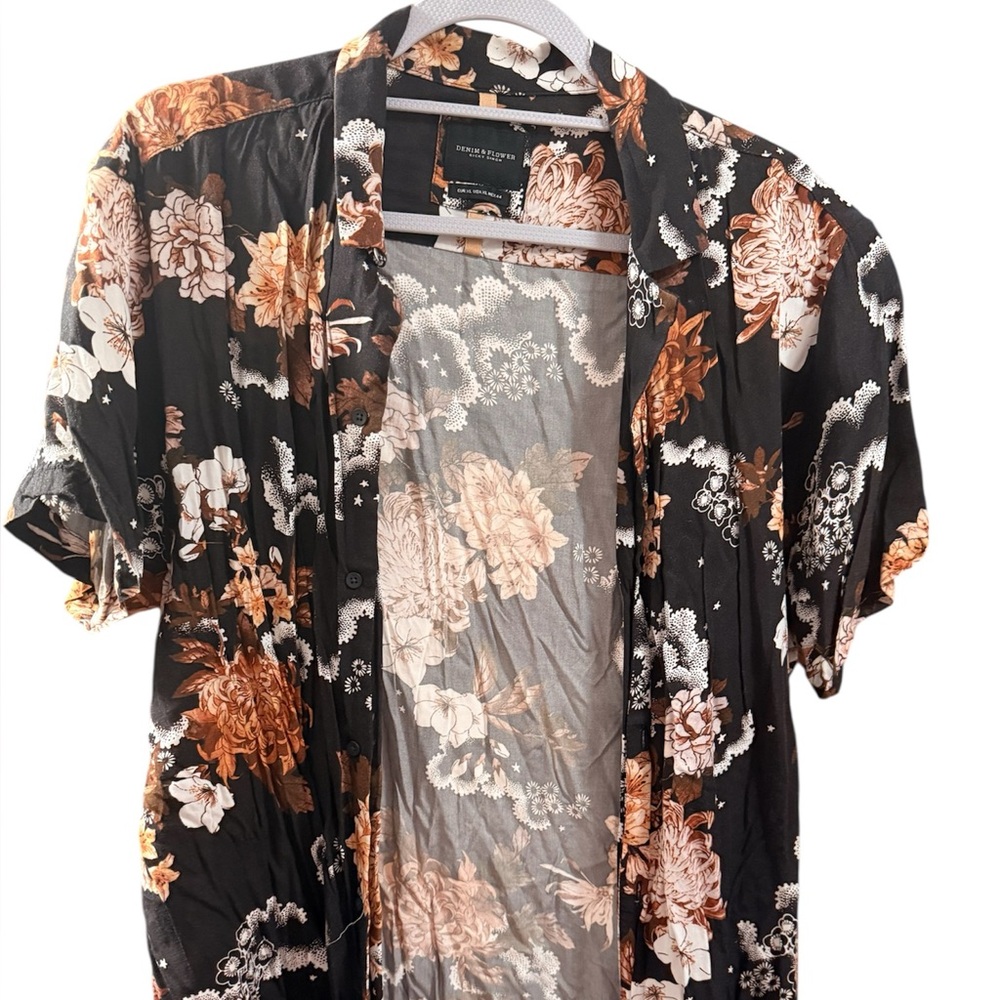 Denim & Flower Black and Brown Floral Shirt